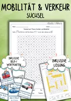 Vorschau - Arbeitsblätter - Mobilität und Verkehr - Suchsel Fahrzeuge (Arbeitsblatt) - Deckblatt