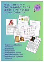 Vista previa - Hojas de trabajo - DESCRIBIENDO A LOS LOBOS Y PRINCESAS DE LOS CUENTOS - Portada