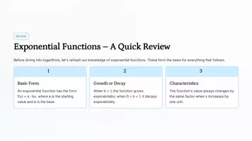 Vorschau - Präsentationen/Tafelbilder - Logarithms as the Inverse of Exponential Processes | Bilingualer Mathe-Unterricht | Presentation - Seite 3