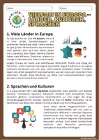 Vorschau - Arbeitsblätter - EUROPA: Vielfalt in Europa - Länder, Kulturen, Sprachen - Seite 1