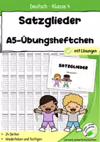 Vorschau - Arbeitsblätter - Satzglieder bestimmen – A5-Übungsheft mit Lösungen - Deckblatt