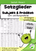 Vorschau - Arbeitsblätter - Satzglieder – Subjekt & Prädikat | Arbeitsblätter, Übungen & Lernzielkontrolle mit Lösungen - Deckblatt
