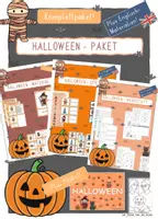 Vorschau - Mal- und Bastelvorlagen - Halloween Komplettpaket 4-fach-differenziert + Plakat + Englisch - Deckblatt