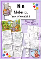 Vorschau - Arbeitsblätter - Buchstabe N n: Material zum Wimmelbild - Deckblatt