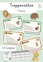 Vorschau - Arbeitsblätter - Treppensätze Tiere (Leseübung) - Deckblatt