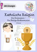 Vorschau - Arbeitsblätter - Katholische Religion | Die Heilige Erstkommunion einfach erklärt – Lesetexte & Aufgaben für den Religionsunterricht (3.Klasse) Kommunionszeit | Kommunionsvorbereitung (mit Lösungen) - Deckblatt