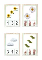 Vista previa - Tarjetas / Manipulativos - Asociación de cantidades 1-3 (primavera) - página 2