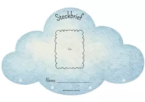 Vorschau - Mal- und Bastelvorlagen - kreativer Steckbrief: Wolke - Seite 1
