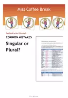Vorschau - Arbeitsblätter - Common Mistakes - Singular or Plural? - Deckblatt