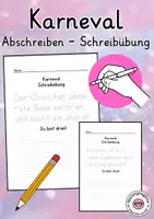 Vorschau - Arbeitsblätter - Karneval Abschreibesätze – Schreibübung Deutsch Grundschule - Deckblatt