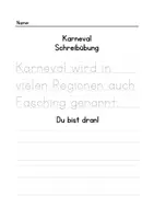 Vorschau - Arbeitsblätter - Karneval Abschreibesätze – Schreibübung Deutsch Grundschule - Seite 1