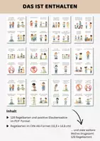 Vorschau - Poster - Regelkarten Kindergarten Kita | Morgenkreis Bildkarten Regeln Kita DIN-A6-Format - Seite 1