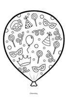 Vorschau - Arbeitsblätter - Doodle Ballon Ausmalbilder - Fasching & Karneval Kunst - Seite 1