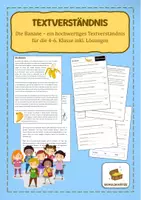 Vorschau - Arbeitsblätter - Die Banane – ein Textverständnis für die 4-6. Klässe inkl. Lösungen - Deckblatt