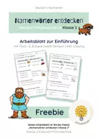 Vorschau - Stationenlernen - Freebie: Namenwörter entdecken | Nomen | Wortarten Klasse 2 - Deckblatt