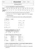 Vorschau - Klassenarbeiten - Klassenarbeit Rationale Zahlen l Mathematik Klasse 7 - Deckblatt