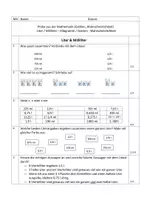 Vorschau - Arbeitsblätter - Matheprobe über Größen (Liter, ml & Kilo, g) und Wahrscheinlichkeit ( Kl. 3/4) - Seite 1