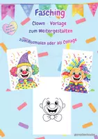 Vorschau - Mal- und Bastelvorlagen - Fasching: Gestalte deinen eigenen Clown! – Vorlage – Malen, Collage und freie Gestaltung (Freebie) – ab KIGA oder Klasse 1 - Deckblatt