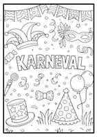 Vorschau - Mal- und Bastelvorlagen - 30 Ausmalbilder Karneval & Fasching einfach für die Grundschule SEK I Förderschule KiTa Klassen 1, 2, 3, 4, 5, 6 - Seite 3