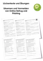 Vorschau - Arbeitsblätter - Erkennen und Vermeiden von Online Betrug und Phishing (Lückentexte, Übungen und Erklärvideo) - Deckblatt