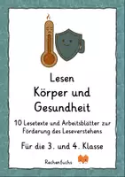 Vorschau - Arbeitsblätter - Lesen: Körper und Gesundheit - Leseverstehen - Deckblatt