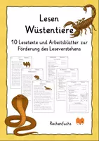 Vorschau - Arbeitsblätter - Lesen: Wüstentiere - Leseverstehen - Deckblatt