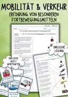 Vorschau - Arbeitsblätter - Mobilität und Verkehr - Erfindung von besonderen Fortbewegungsmitteln (Arbeitsblatt) - Deckblatt