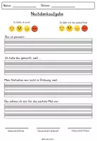 Vorschau - Arbeitsblätter - Nachdenkaufgabe Entschuldigung Fehlverhalten Streit - Seite 1