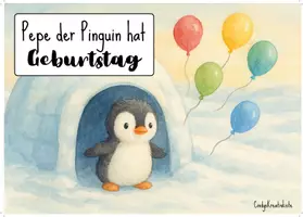 Vorschau - Bildkarten - Kamishibai für Ü3 – Pepe der Pinguin feiert Geburtstag - Deckblatt