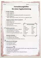 Vorschau - Arbeitsblätter - Formulierungshilfen für einen Tagebucheintrag (Kl. 5/6) - Seite 1