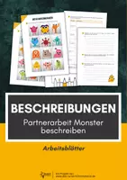 Vorschau - Arbeitsblätter - Beschreibungen: Monster beschreiben - Partnerarbeit - Deckblatt