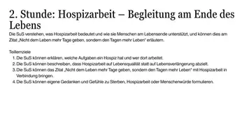 Vorschau - Stundenentwürfe - Hospizarbeit – Begleitung am Ende des Lebens (Sterben und Tod) - Seite 1