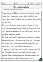 Vorschau - Arbeitsblätter - Der gestiefelte Kater Sachtext, Lesen und Verstehen, Leseverstehen - Seite 1