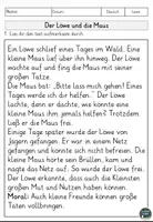 Vorschau - Arbeitsblätter - Fabel Der Löwe und die Maus Sachtext, Lesen und Verstehen, Leseverstehen - Seite 1