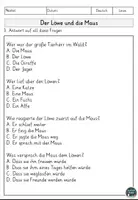 Vorschau - Arbeitsblätter - Fabel Der Löwe und die Maus Sachtext, Lesen und Verstehen, Leseverstehen - Seite 3