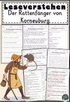 Vorschau - Arbeitsblätter - Sage Der Rattenfänger von Korneuburg Sachtext, Lesen und Verstehen, Leseverstehen - Deckblatt