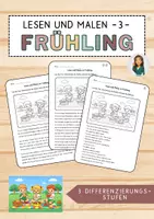 Vorschau - Arbeitsblätter - 3) Lesen und Malen im Frühling - differenziertes Lesetraining - editierbare Datei - Deckblatt