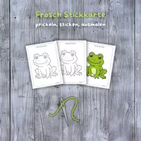 Vorschau - Stationenlernen - 🐸🧵 Frosch Stickbild Stickvorlage Frühling Kunst - Deckblatt