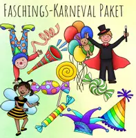 Vorschau - selbst erstellte Cliparts/Grafiken - Mega Paket Fasching / Karneval Clipart - Deckblatt