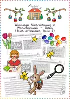 Vorschau - Arbeitsblätter - Ostern: Wimmeliges Abschreibtraining in Wortartenhausen (3-fach diff.) - Deutsch - Kl. 2 - Deckblatt