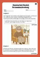 Vorschau - Test - Klassenarbeit Personenbeschreibung Klasse 5 und 6 - Seite 3