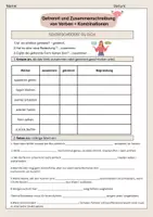 Vorschau - Arbeitsblätter - Getrennt und Zusammenschreibung Verben - Deckblatt