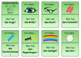 Vorschau - Stationenlernen - Unsere Sinne_Spiel: Wer hat? - Ich habe! Version grün - Deckblatt