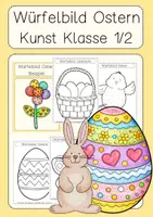 Vorschau - Arbeitsblätter - Kunst Ostern Würfelbilder Klasse 1 & 2 Pop Art Osterei Hase - Deckblatt