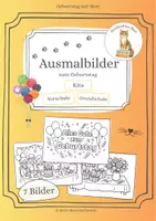 Vorschau - Mal- und Bastelvorlagen - 7 Ausmalbilder zu Geburtstagen - Deckblatt