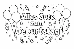 Vorschau - Mal- und Bastelvorlagen - 7 Ausmalbilder zu Geburtstagen - Seite 1