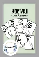Vorschau - Mal- und Bastelvorlagen - Buchstaben und Bilder - Alphabet - Ausmalen in der Grundschule - Deckblatt