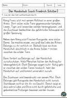 Vorschau - Arbeitsblätter - Der Handschuh (nach Friedrich Schiller) | Lesetext & Leseverstehen (Klasse 4–6) - Seite 1