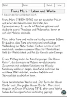 Vorschau - Arbeitsblätter - Franz Marc – Leben und Werke | Lesetext & Leseverstehen (Klasse 5–7) - Seite 1