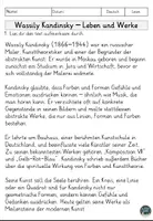 Vorschau - Arbeitsblätter - Wassily Kandinsky – Leben und Werke | Lesetext & Leseverstehen - Seite 1